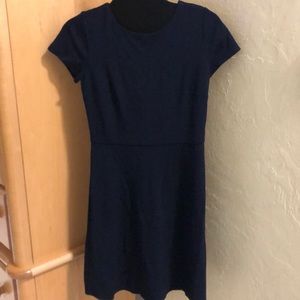 Loft navy blue cotton dress, petite , comfy